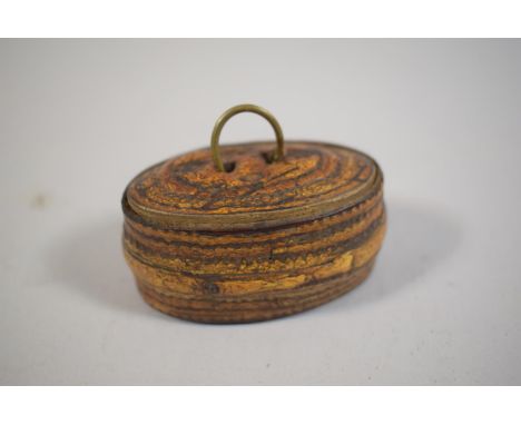 An Early Bark Snuff Box of Oval Form, 3.5cm High x 6.5cm Wide 
