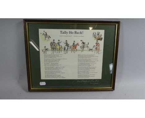 A Framed Hunting Rhyme, Tally Ho Back! Signed by the Arthur Christopher Curtis in Pencil 