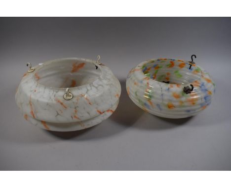 Two Vintage Opaque Glass Ceiling Light Shades 