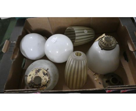 A Box of Vintage Light Glass Shades 