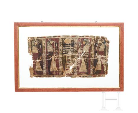 Bemaltes Leinenfragment, Ägypten, Spätzeit, 6. - 4. Jhdt. v. Chr.  Polychrom bemaltes Leinenfragment einer Mumie mit fünf Bil