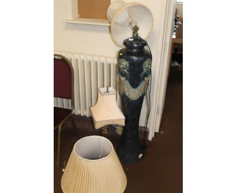 A LARGE DECORATIVE LAMP, TOGETHER WITH A TABLE LAMP