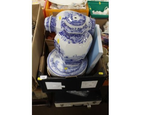 TWO SPODE ITALIAN TABLE LAMP BASES, TOGETHER WITH A QUANTITY OF PLATES AND A QUANTITY OF JACKFIELD, ETC