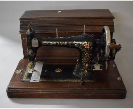 A Vintage Cased Bradbury Manual Sewing Machine 