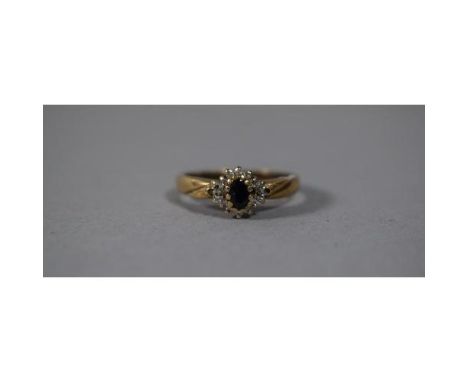 A 9 Carat Gold, Diamond Chip and Sapphire Ring, Size N 