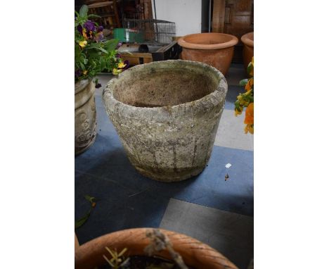 A Reconstituted Stone Planter in the Form of Half a Barrell, 41cms Diameter, 32cms High 