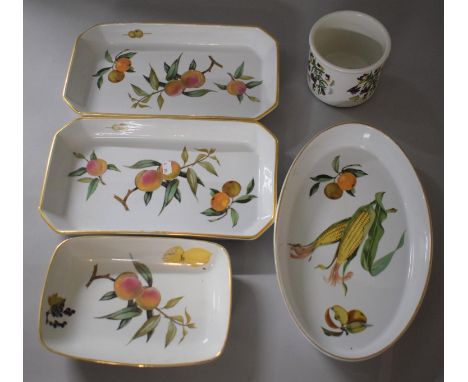 A Collection of Royal Worcester Evesham Dishes and a Portmeirion Botanic Garden Pot 
