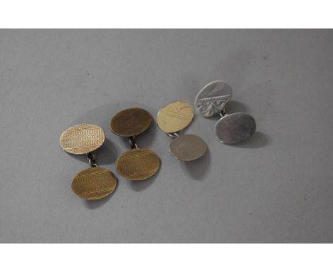 Two Pairs of Silver Cufflinks to Include Gold Plated Example, 12gms 