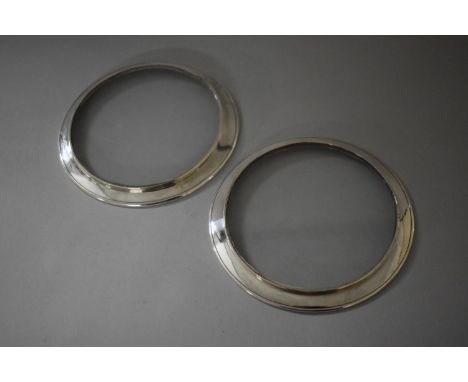 A Pair of Silver Mounted Glass Coasters, Birmingham 1937, A.L. Davenport, 14.5cms Diameter 