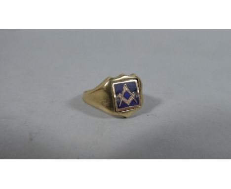 A 9 Carat Gold Masonic Swivel Ring, 5.7gms, Size R 