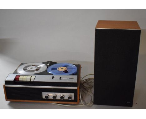 A Philips Automatic Reel-to-Reel Tape Recorder Together with Speaker 