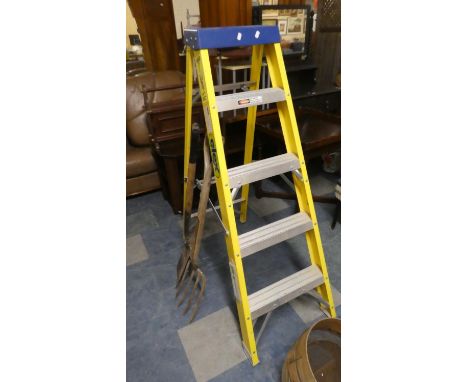 An Elex Step Ladder and a Garden Fork and Spade 