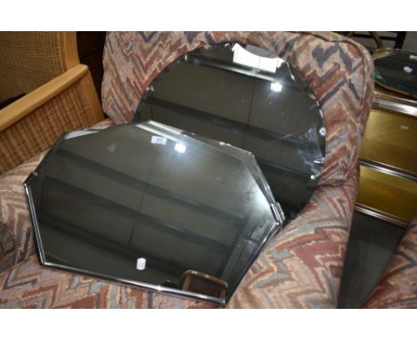Two vintage mirrors, chrome and frameless