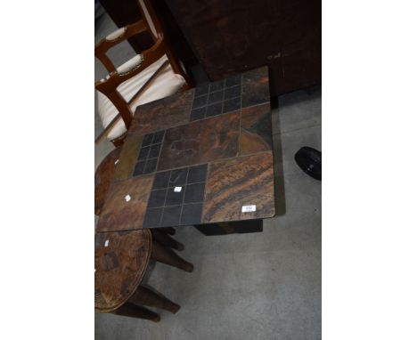 A vintage slate coffee table, approx. 60 x 60cm