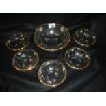 A mid 20th century floral decorated glass fruit set.