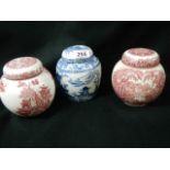 Two Mason's ginger jars and one other.