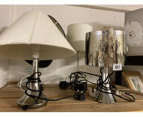 5 metal and glass lamp bases with shades 