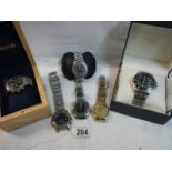 Six good gent's wrist watches.