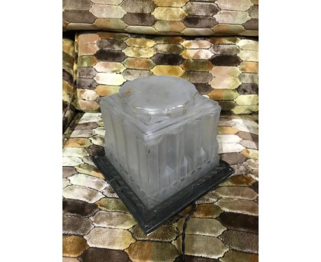 A Very stylish and Genuine Art Deco frosted class and bronzed metal ceiling light. 