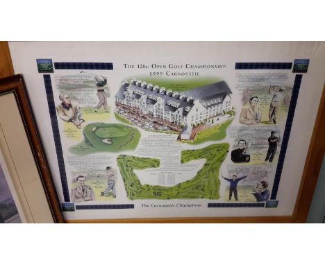 Two Limited Edition Prints of Carnoustie Golf Course  Scotland one by Graham Baxter the other celebrating the 18th Open print