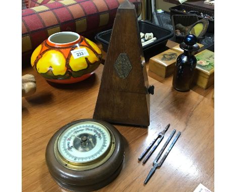 Antique metronome, vintage barrel barometer &amp; two sound bars 