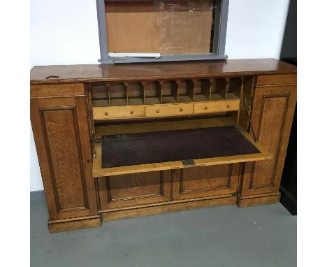 Antique Howard &amp; Sons Berners St. boardroom writing bureau, Consists of 4 doors with fitted shelving and pull down front 