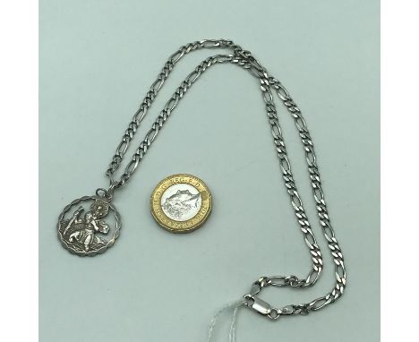 A Georg Jensen 925 Sterling silver St. Christopher pendant together with 925 silver curb necklace 