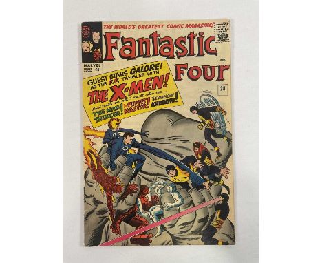 FANTASTIC FOUR #28 (1964 - MARVEL - UK Price Variant) - The first crossover of the X-Men in the Fantastic Four title + second