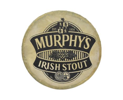 Murphy's Irish Stout - a vintage 20th century Murphy's Irish Stout handheld advertising drum. The drum of circular form with 
