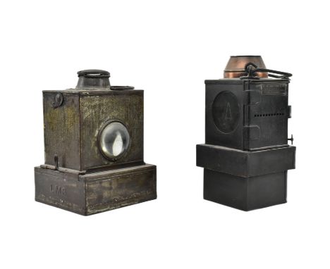 Railwayana - two early 20th century railway lamps. The lot comprising a circa 1920 LMS (London, Midland and Scottish Railway)