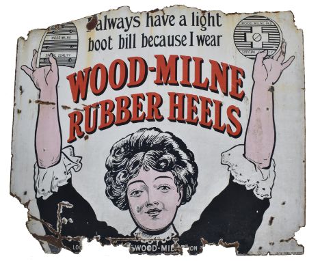 Wood-Milne Rubber Heels - a large early 20th century Wood-Milne Rubber Heels pictorial point of sale / shop display porcelain