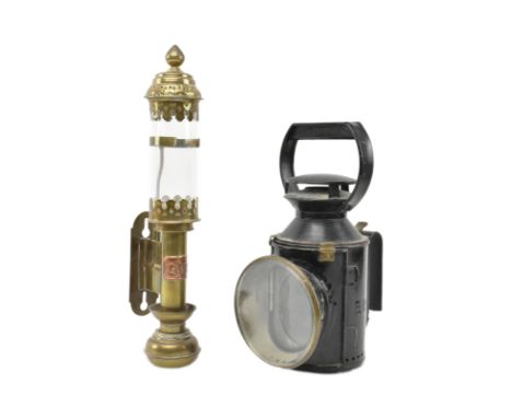 GWR &amp; BR(E) - two late 19th - early 20th century wall mounted lamps. The lot comprising a Gothic style Great Western Rail