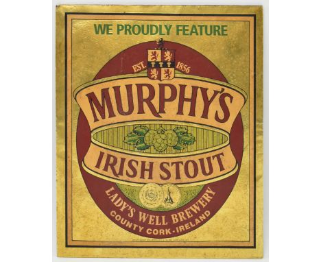 American Murphy's Irish Stout - a vintage mid 20th century American Murphy's Irish Stout advertising / point of sale showcard