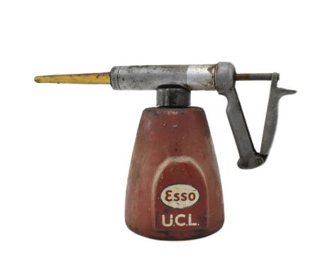 Automobilia - a vintage mid 20th century 1950s / 1960s Nesthill Esso Upper Cylinder Lubricant (UCL) Dispenser. Red body with 