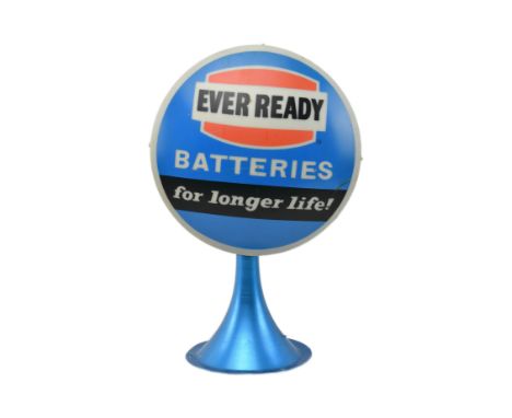 Ever Ready - a retro mid 20th century 1950s Ever Ready point of sale / shop display light box. Double sided circular plastic 