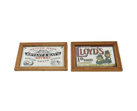 Two vintage late 20th century pub advertising / point sale bar mirrors. One for Bryant &amp; May's safety matches and the oth