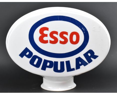 Petroliana - a 20th century Esso Popular plastic petrol pump globe. The globe of oval form with Esso advertising to each side