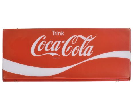 Coca Cola - a vintage late 20th century plastic cased Coca Cola point of sale / shop display lightbox. The front in red and w