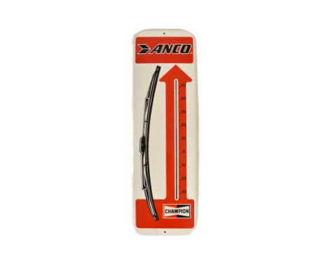 Champion Anco Wiper - a 20th century 1970s Champion Anco Wiper enamel thermometer. Rectangular form with pictorial imagery an