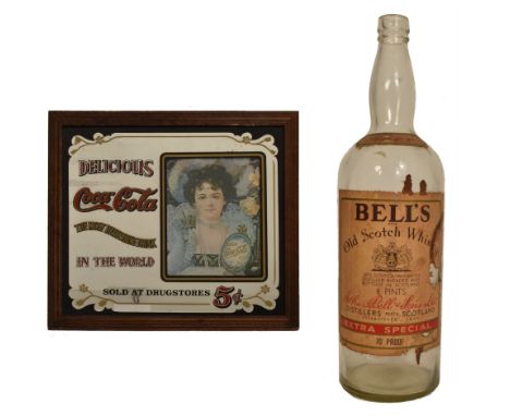 Coca-Cola - a vintage 20th century Coca Cola pint of sale advertising / pub display mirror. Pictorial imagery of the iconic C