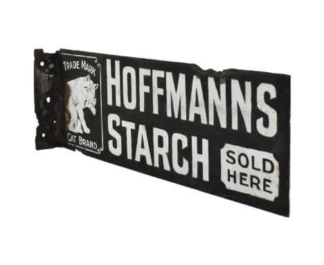 Hoffmanns Starch - an early 20th century 1920s Hoffmanns Starch point of sale double sides enamel advertising shop sign. The 