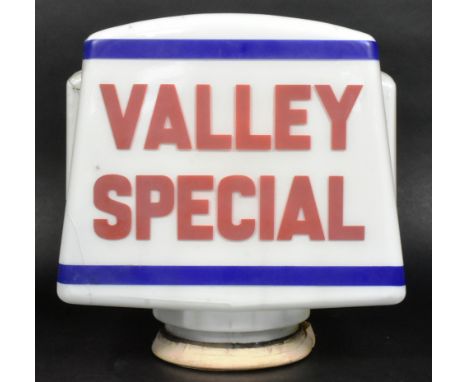 Petroliana - a vintage Valley Special petrol pump globe. Valley Special and 93 Octane red letters within a blue border. Haliw