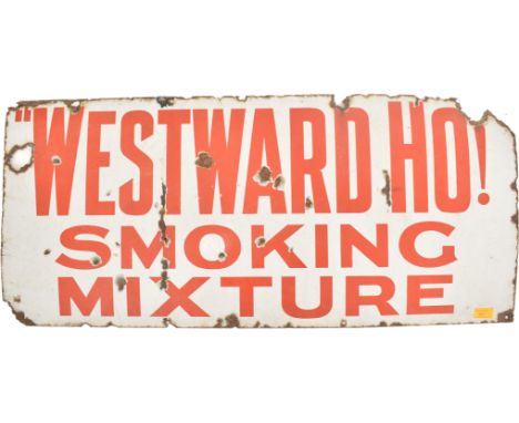 Westward Ho! - A vintage 20th century point of sale shop display advertising porcelain enamel sign. The sign of rectangular f