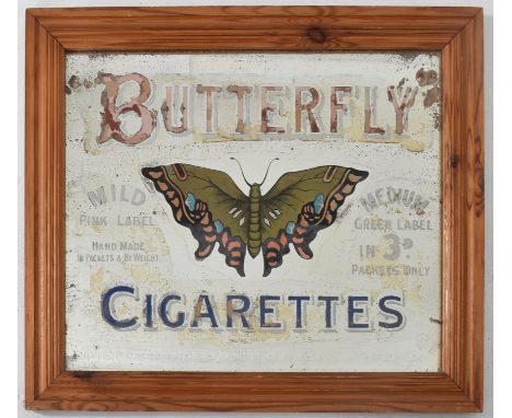 Hignett's Butterfly Cigarettes - a vintage early 20th century Hignett's Butterfly Cigarettes point of sale advertising mirror