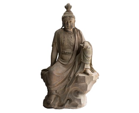 VERY LARGE CHINESE LACQUER FIGURE OF BODHISATTVA GUANYIN, 125cm / 4.1ft TALL  A hollow lacquered figure of The God of Mercy d