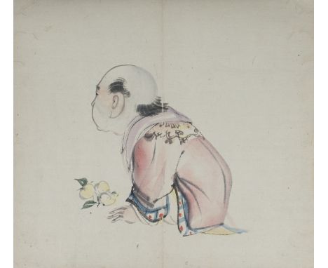 FINE JAPANESE SHIJO BRUSH DRAWING ATTRIBUTED TO ONISHI CHINNEN 1792-1851  This superb unsigned drawing is unmistakably the wo