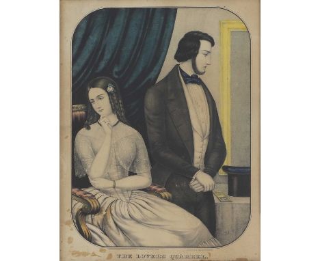 'The Lovers' Quarrel' hand-coloured lithograph, published by Kellogg's and Comstock, Buffalo, New York, c.1855image 29.5 x 21