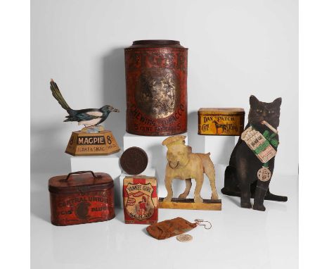 A group of tobacco advertising items, 19th/20th century, comprising:a 'Tiger Chewing Tobacco' tin, 29.5cm high,a 'Central Uni