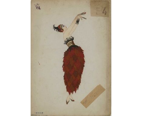 ▴ Romain de Tirtoff ('Erté') (Russian-French, 1892-1990) 'Le Reveil des Elegantes Parisiennes, Jupe en Feilles Rouge set Brau