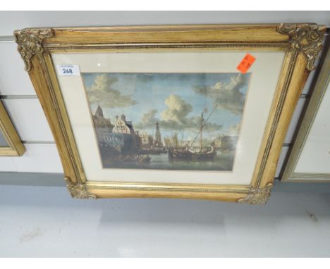 A vintage style print with plaster and gilt effect frame